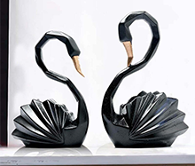 Black Duck Swan Couple (Set of 2) Polyresin Figurine